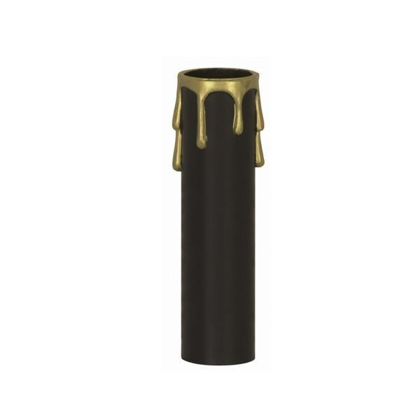 Plastic Drip Candle Cover - Black Plastic With Gold Drip - 1-3/16" Inside Diameter - 1-1/4" Outside Diameter - 4" Height