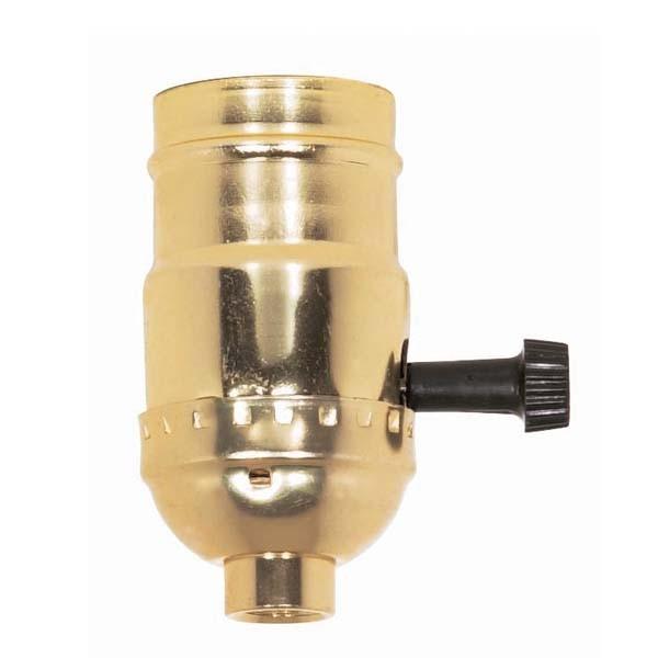3-Way (2 Circuit) Turn Knob Socket With Removable Knob - 1/8 IPS - Aluminum - Brite Gilt Finish - 250W - 250V - 250 Master