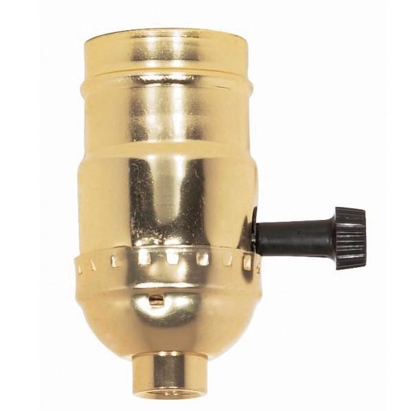 On-Off Turn Knob Socket With Removable Knob - 1/8 IPS - Aluminum - Brite Gilt Finish - 250W - 250V - 250 Master