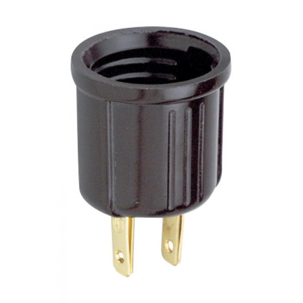 Polarized Socket Outlet Adapter - Medium Base - 660W - 125V - Brown Finish
