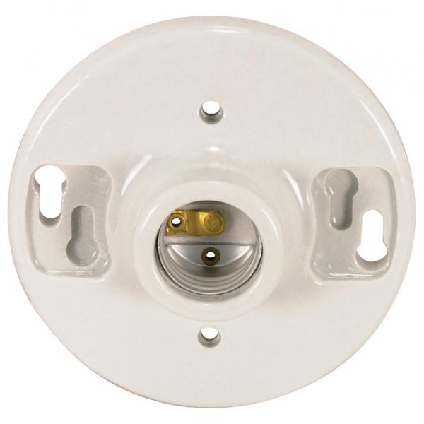 Medium base Glazed Porcelain Ceiling Receptacle - Screw Terminals - 4-3/8" Diameter - 660W - 250V