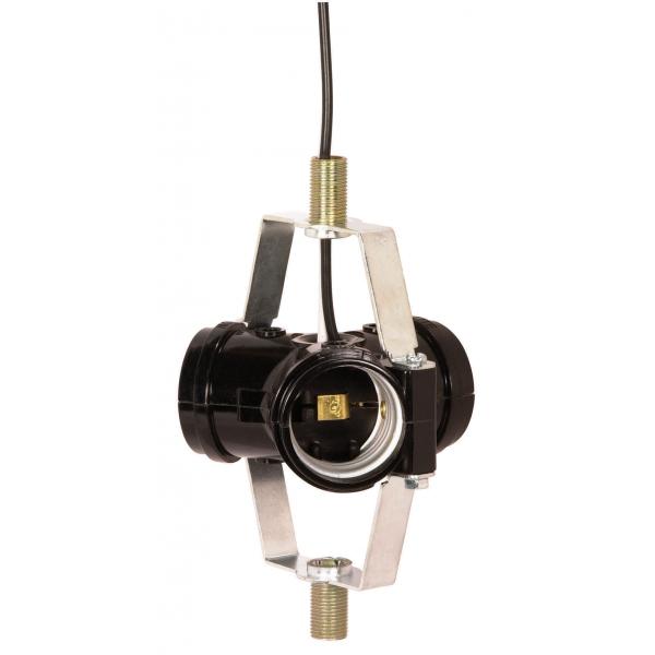 Phenolic 3-Light Cluster Socket - 1-3/4" 1/8 IP Threaded Top Bracket With 5/8" Nipple - 12" AWM B/W Leads 105C - 660W - 250V