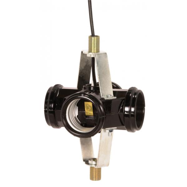 Phenolic 4-Light Cluster Socket - 1-3/4" 1/8 IP Threaded Top Bracket With 1/2" Nipple - 12" AWM B/W Leads 105C - 660W - 250V