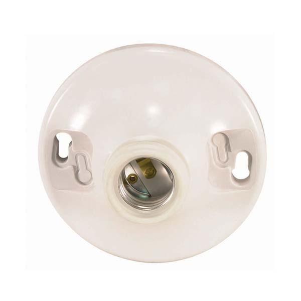 4 Terminal Keyless White Phenolic Ceiling Receptacle - Screw Terminals - 4-1/2" Diameter - 660W - 250V