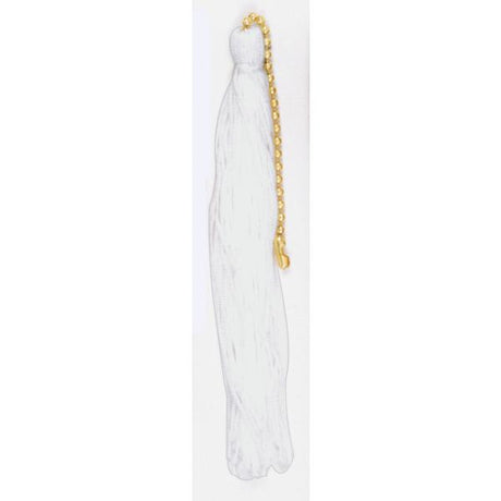 Tassel - White - 5" Length - With Beaded Chain