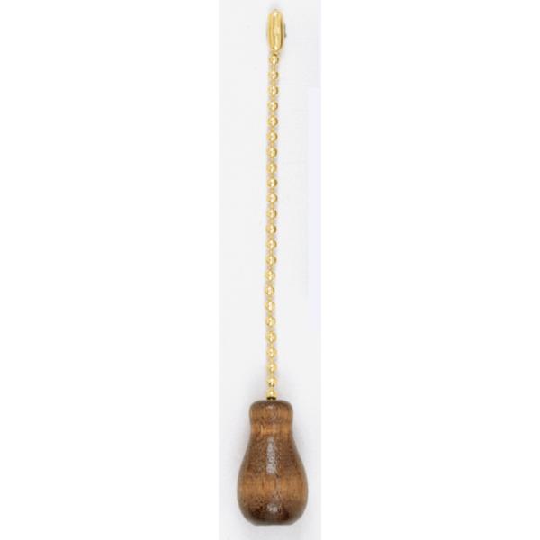 Walnut Tassel - Finished Wood - 1-1/4" Length - With Beaded Chain