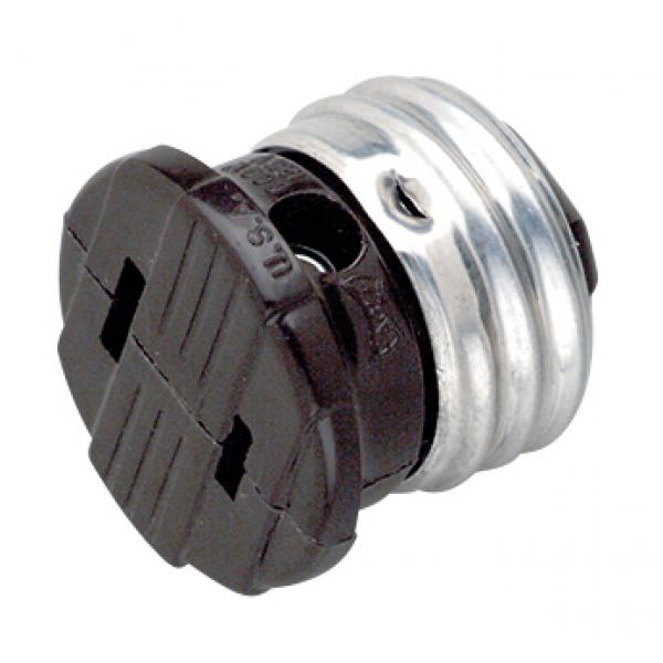 Polarized Socket Plug Adapter - Medium Base - 660W - 125V - Brown Finish