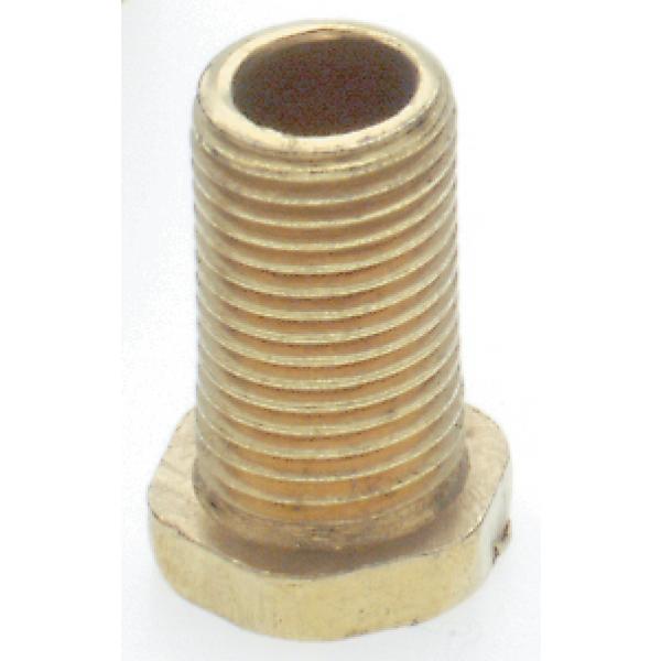 Steel Hexagon Head Nipple - Brass Plated - 1/8 IP - 5/8" x 3/4" Overall