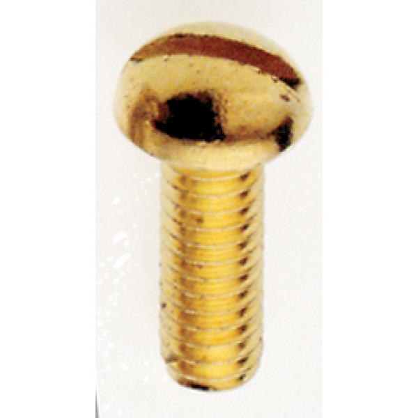 Steel Round Head Slotted Machine Screw - 8/32 - Brass Plated Finish - 1/2" Length