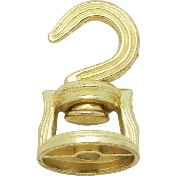 Die Cast Revolving Swivel Hooks - Brass Plated Finish - Kit Contains 1 Hook And Hardware