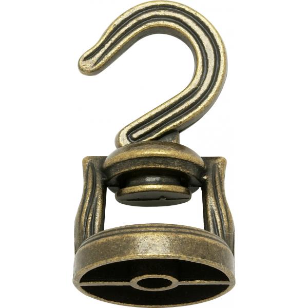 Die Cast Revolving Swivel Hooks - Antique Brass Finish - Kit Contains 1 Hook And Hardware