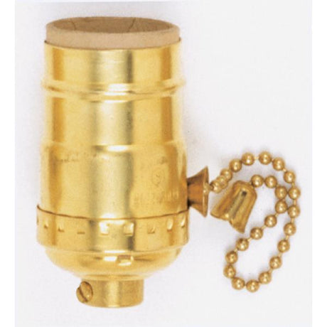 On-Off Pull Chain Socket - 1/8 IPS - 3 Piece Stamped Solid Brass - Polished Nickel Finish - 660W - 250V - With Set Screw