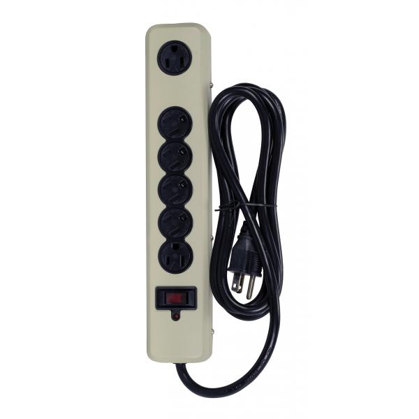 6 Outlet Surge Strip - 6 Foot 14/3 SJT With Straight Plug - 300 Joules - 15A-120V - 1875W