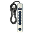 6 Outlet Metal Surge Strip - 6 Foot 14/3 SJT With Straight Plug - 1200 Joules - 15A-120V - 1875W