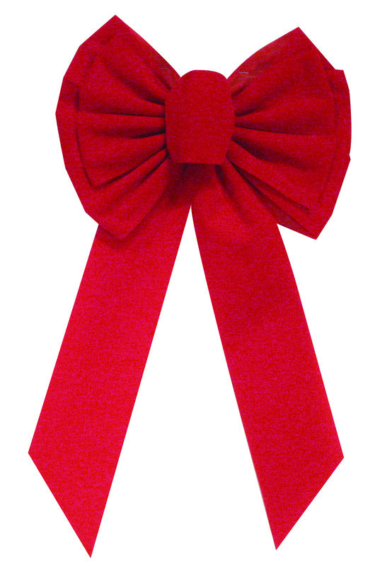 Holiday Trims Red 11 Loop Christmas Bow 10 in.