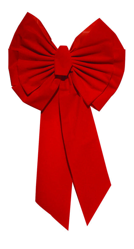 Holiday Trims Red 11 Loop Christmas Bow 18 in.