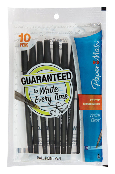 Paper Mate Write Bros Black Ball Point Pen 10 pk