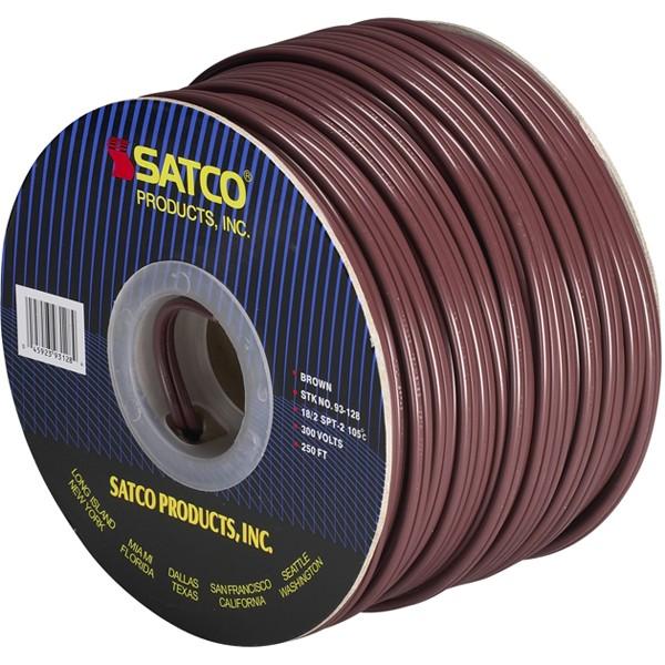 Lamp And Lighting Bulk Wire - 18/2 SPT-2 105C - 250 Foot/Spool - Brown