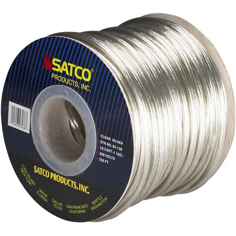Lamp And Lighting Bulk Wire - 18/2 SPT-1 105C - 250 Foot/Spool - Clear Silver