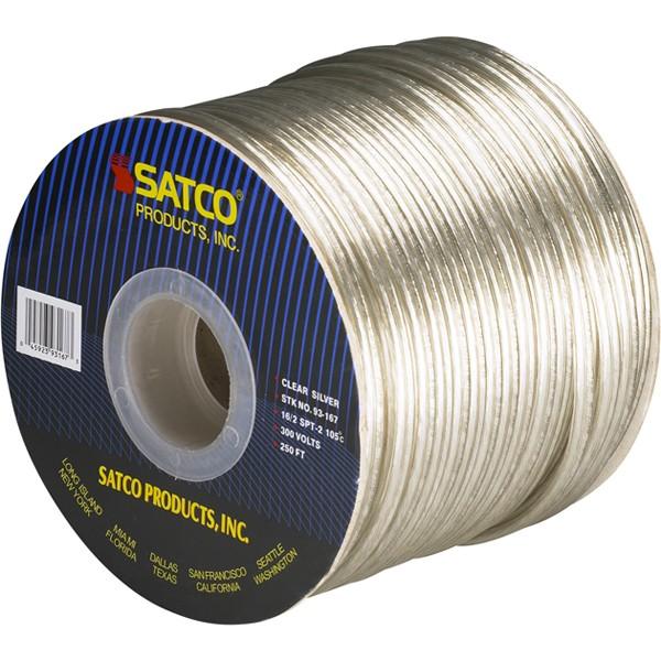 Lamp And Lighting Bulk Wire - 16/2 SPT-2 105C - 250 Foot/Spool - Clear Silver