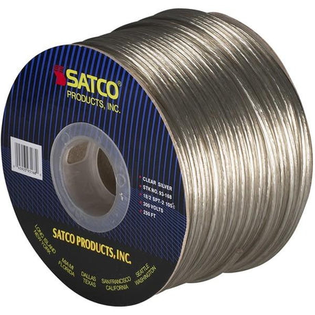 Lamp And Lighting Bulk Wire - 18/2 SPT-2 105C - 250 Foot/Spool - Clear Silver