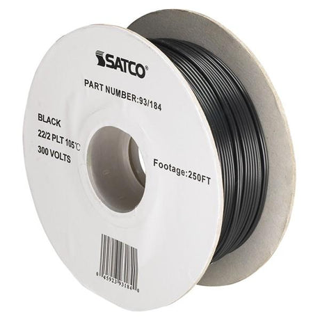 Lamp And Lighting Bulk Wire - 22/2 SPT-1 105C - 250 Foot/Spool - Black