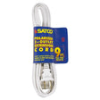 9 Foot Extension Cord - White Finish - 16/2 SPT-2 - Indoor Only - 13A-125V-1625W Rating