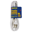 12 Foot Extension Cord - White Finish - 16/2 SPT-2 - Indoor Only - 13A-125V-1625W Rating