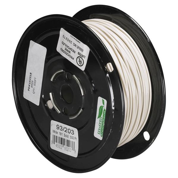 Lighting Bulk Wire - 18/1 Solid 105C AWM TFN-PVC - Nylon - 500 Foot/Spool - White