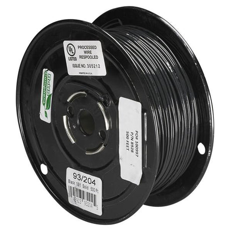 Lighting Bulk Wire - 18/1 Solid 105C AWM TFN-PVC - Nylon - 500 Foot/Spool - Black