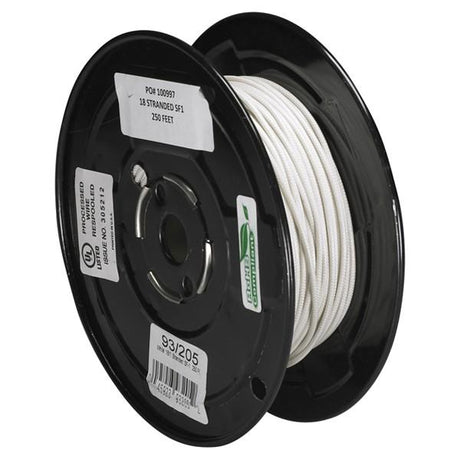 Lighting Bulk Wire - 18/1 Stranded Braid 200C SF-1 - 250 Foot/Spool - White