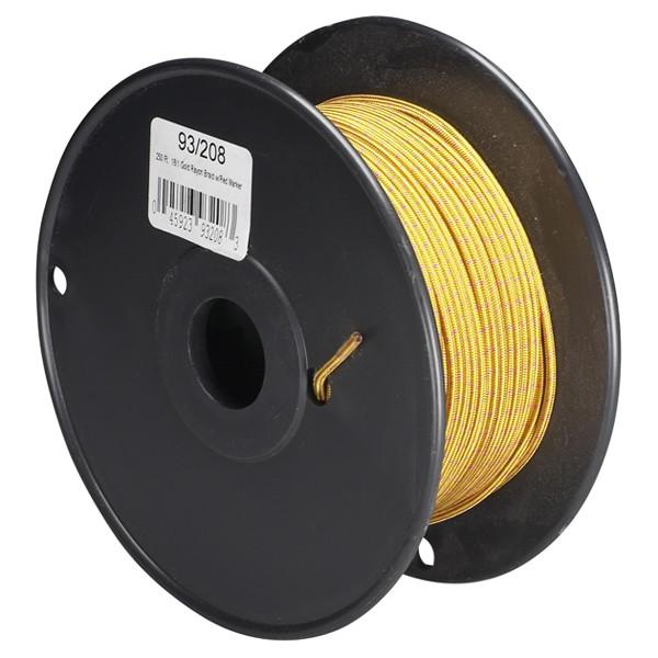 Pulley Bulk Wire - 18/1 Rayon Braid 90C - 250 Foot/Spool - Gold With Red Marker