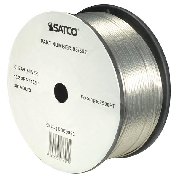 Lamp And Lighting Bulk Wire - 18/2 SPT-1 105C - 2500 Foot/Reel - Clear Silver