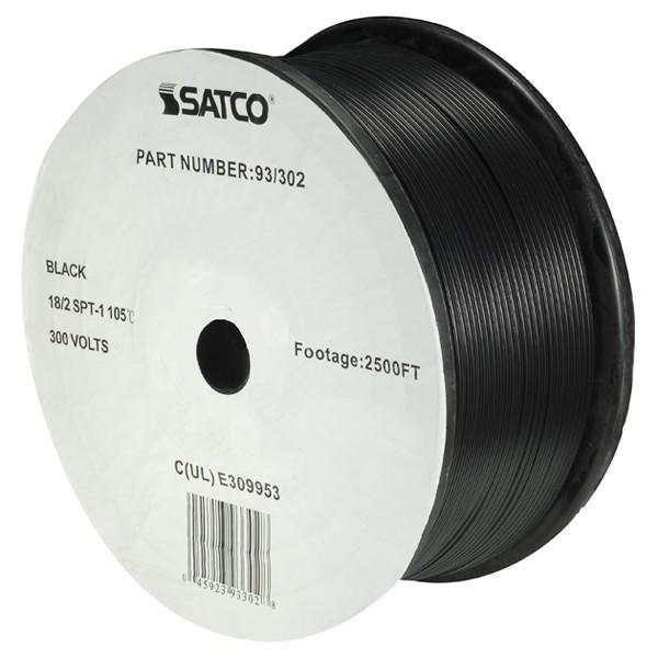 Lamp And Lighting Bulk Wire - 18/2 SPT-1 105C - 2500 Foot/Reel - Black