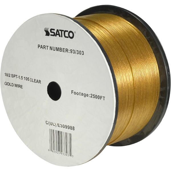 Lamp And Lighting Bulk Wire - 18/2 SPT-1.5 105C - 2500 Foot/Reel - Clear Gold