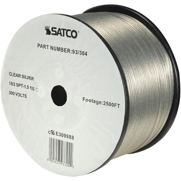 Lamp And Lighting Bulk Wire - 18/2 SPT-1.5 105C - 2500 Foot/Reel - Clear Silver