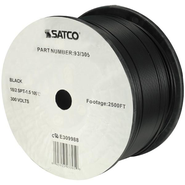 Lamp And Lighting Bulk Wire - 18/2 SPT-1.5 105C - 2500 Foot/Reel - Black