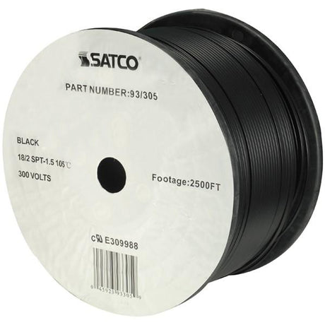 Lamp And Lighting Bulk Wire - 18/2 SPT-1.5 105C - 2500 Foot/Reel - Black