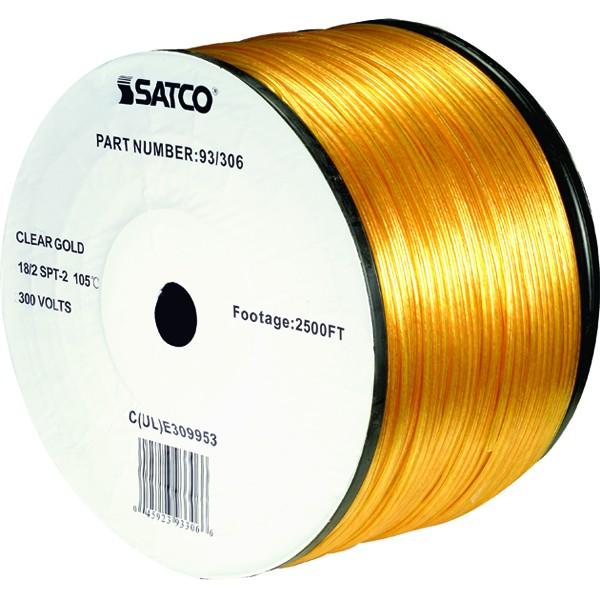 Lamp And Lighting Bulk Wire - 18/2 SPT-2 105C - 2500 Foot/Reel - Clear Gold