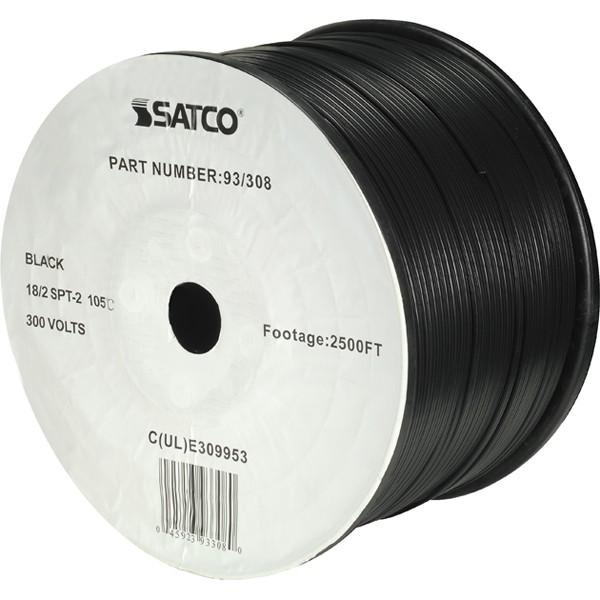 Lamp And Lighting Bulk Wire - 18/2 SPT-2 105C - 2500 Foot/Reel - Black