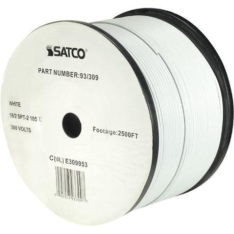 Lamp And Lighting Bulk Wire - 18/2 SPT-2 105C - 2500 Foot/Reel - White