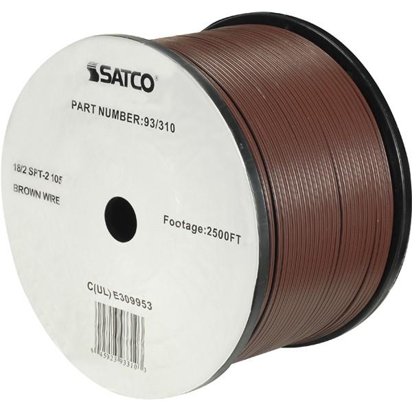 Lamp And Lighting Bulk Wire - 18/2 SPT-2 105C - 2500 Foot/Reel - Brown