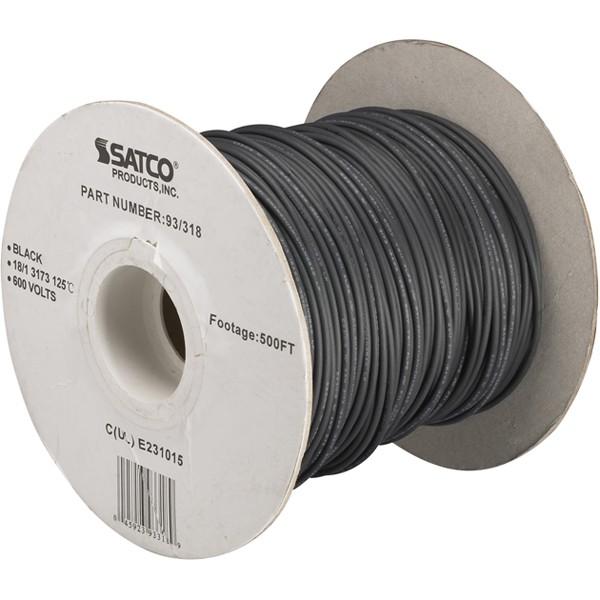 Lighting Bulk Wire - 18/1 Stranded AWM UL 3173 125C - 500 Foot/Spool - Black