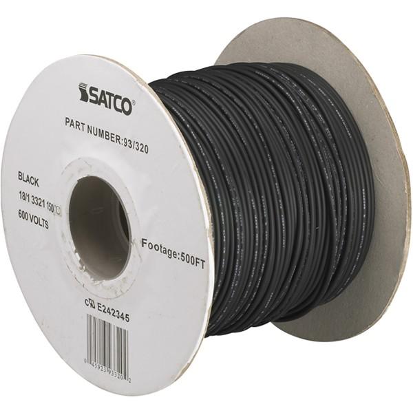 Lighting Bulk Wire - 18/1 Stranded AWM UL 3321 150C - 500 Foot/Spool - Black