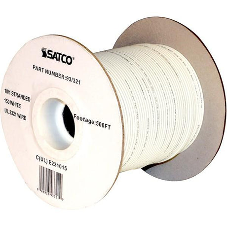 Lighting Bulk Wire - 18/1 Stranded AWM UL 3321 150C - 500 Foot/Spool - White