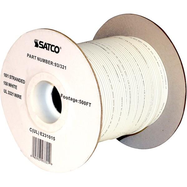 Lighting Bulk Wire - 18/1 Stranded AWM UL 3321 150C - 500 Foot/Spool - White
