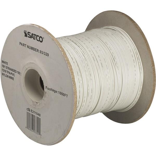 Lighting Bulk Wire - 18/1 Stranded UL 1316 105C AWM TFN-PVC Nylon - 1000 Foot/Spool - White