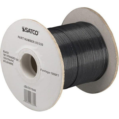 Lighting Bulk Wire - 18/1 Stranded UL 1316 105C AWM TFN-PVC Nylon - 1000 Foot/Spool - Black