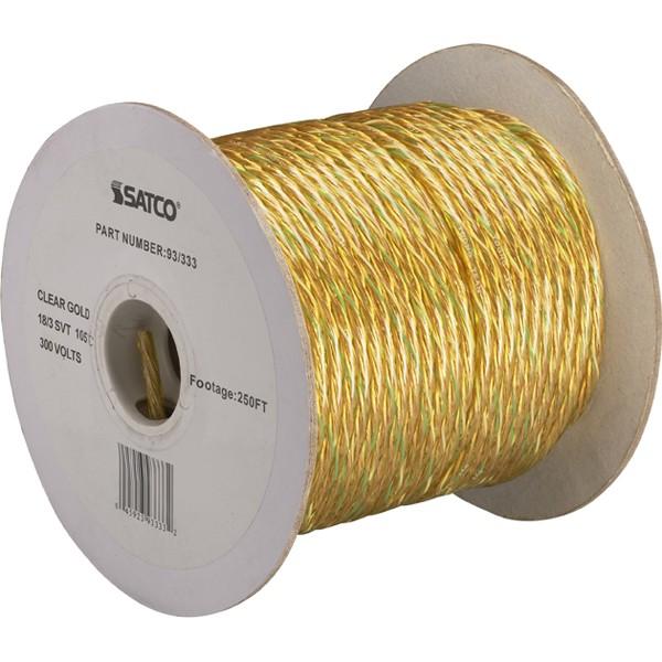 Pulley Bulk Wire - 18/3 SVT 105C Pulley Cord - 250 Foot/Spool - Clear Gold