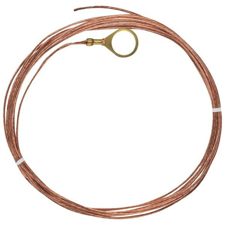 10 Foot 18/1 Bare Copper Ground Wire - 1/4 IP Round Ground Lug